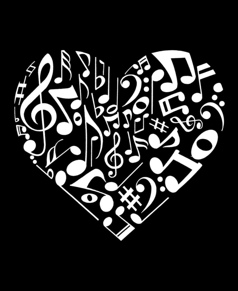 Men's Music Notes Heart Word Art Graphic Tank Top