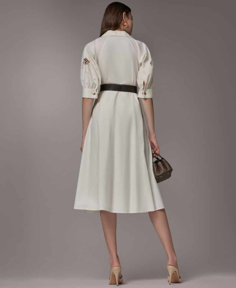 Women's Collared Belted Shirt-Dress