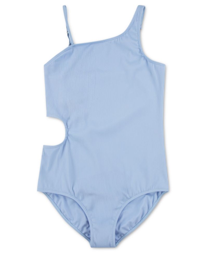 Girls' Asymmetrical Cutout One-Piece Swimsuit