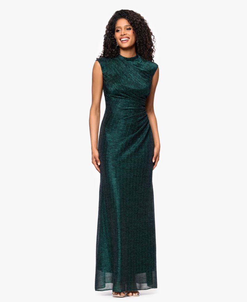 Women's Metallic Ruched Gown