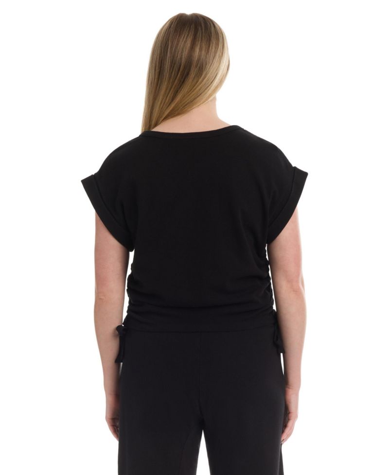 Women's Round Neck Side Drawstrings Tee