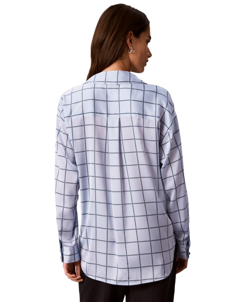 Women's Plaid Long-Sleeve Button-Up Shirt