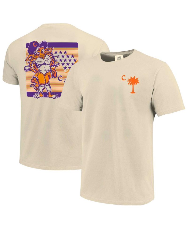 Men's Cream Clemson Tigers Palmetto C Baseball T-Shirt
