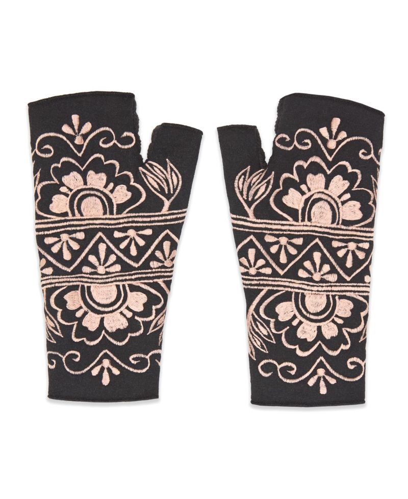 Women s Artisan Crafted Fleece Lined Lawsone Fingerless Gloves