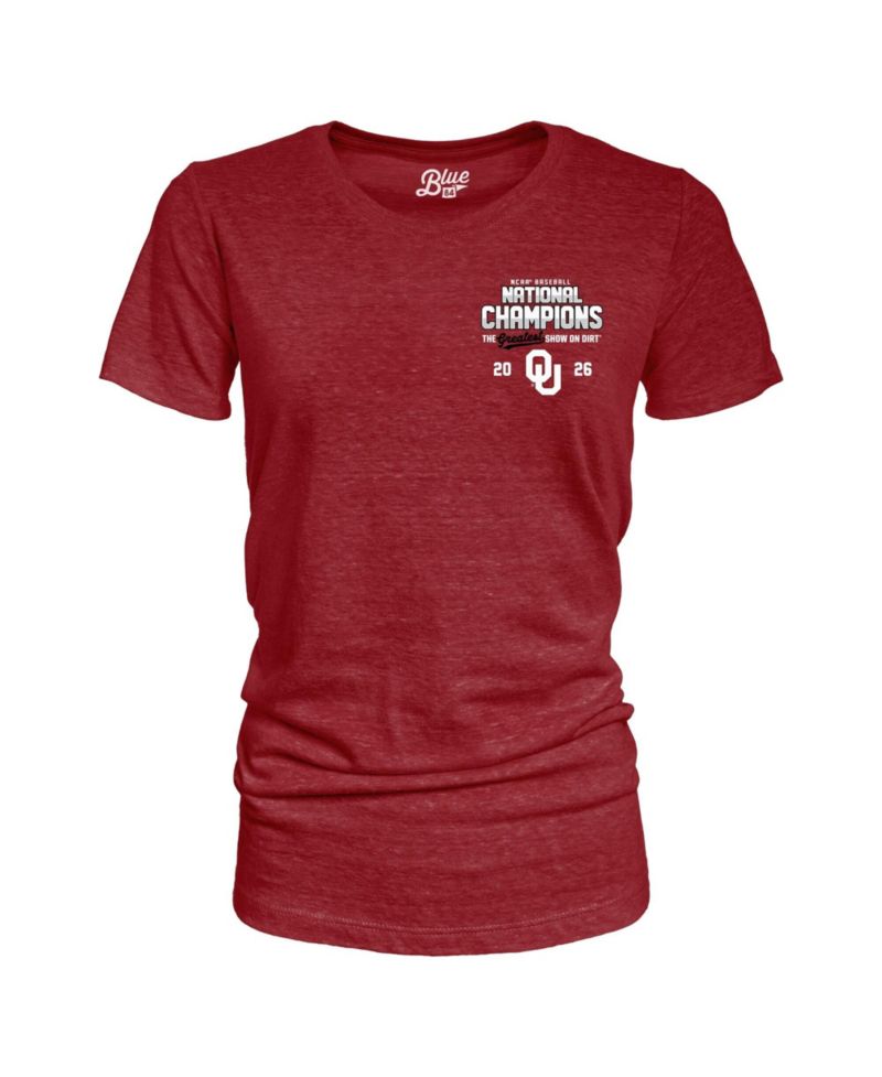 Women's Crimson Oklahoma Sooners 2026 NCAA Baseball Men's College World Series Champions Schedule T-Shirt