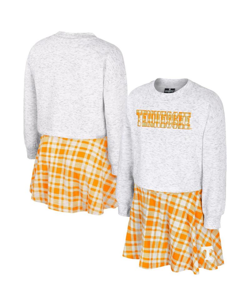 Big Girls 2-Piece Gray Tennessee Volunteers Marceline Plaid Skirt and Top Set