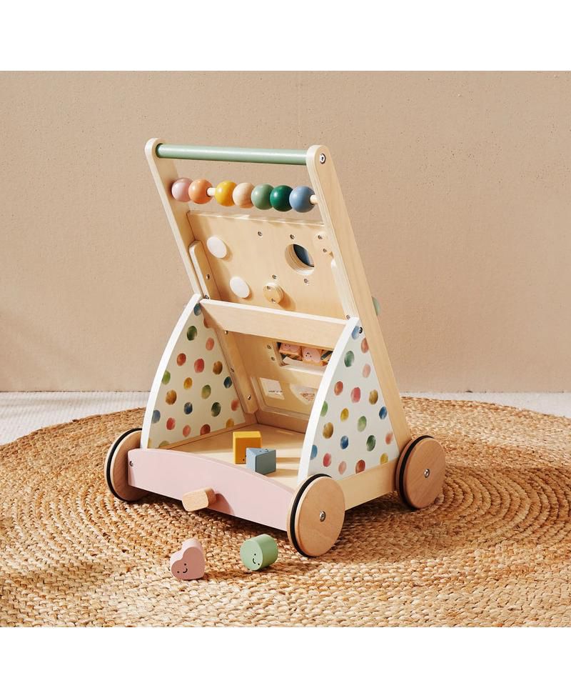 Versatile Montessori-Inspired Wooden Baby Walker Activity Center
