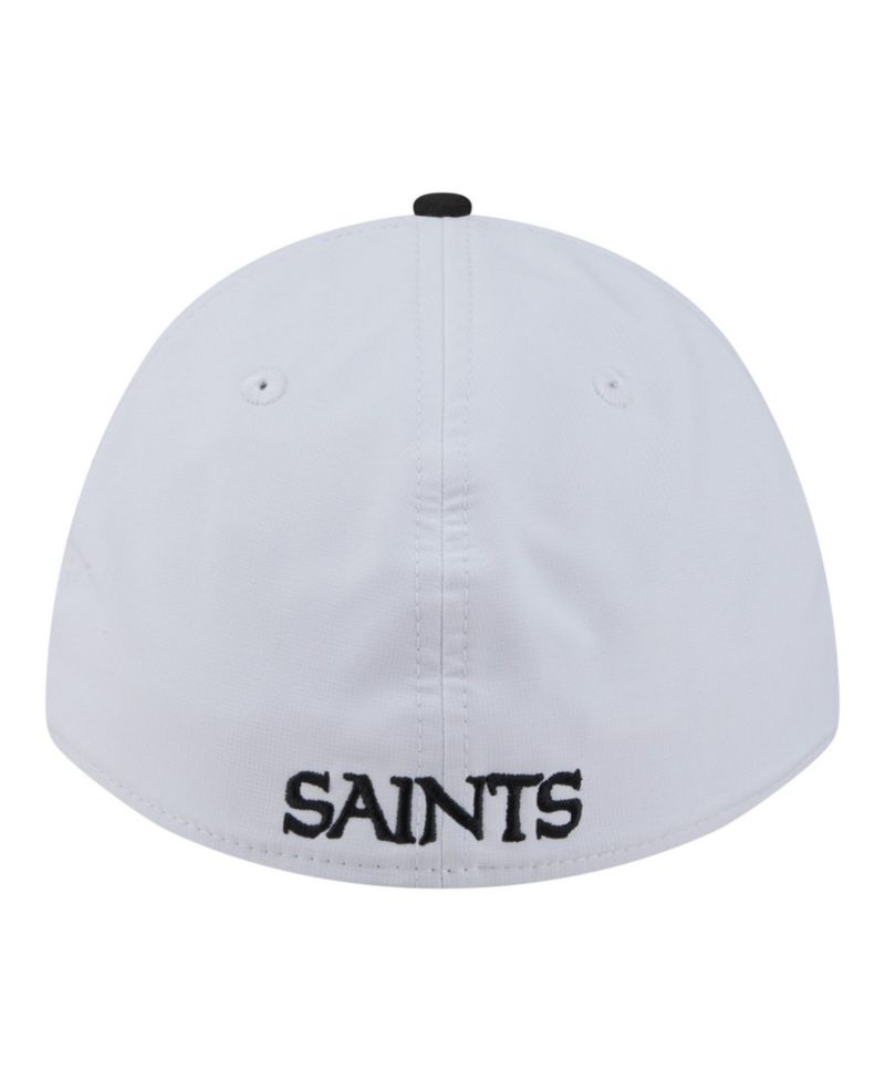 Men's White/Black New Orleans Saints Patch 39THIRTY A-Frame M-Crown Perforated Flex Hat