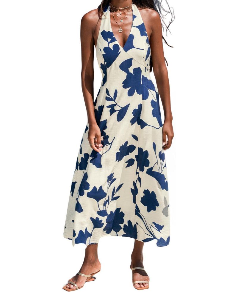 Women's Just the Beginning Floral Halter Maxi Dress