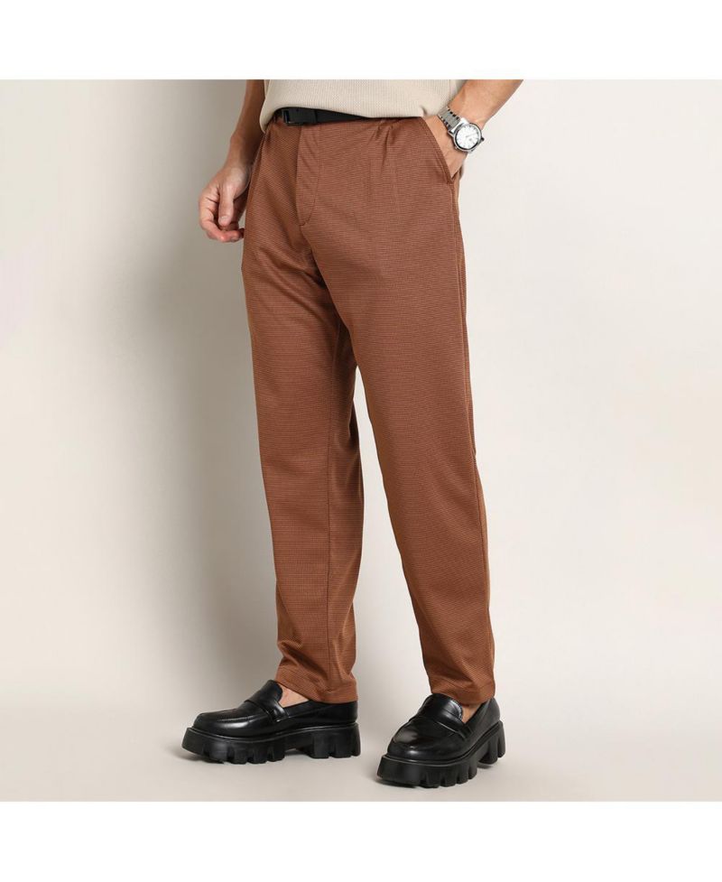 Men's Russet Brown Micro-Check Chino Trousers