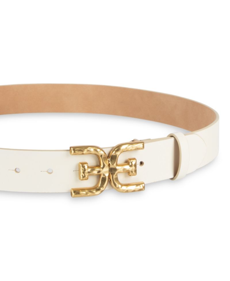Hammered Double-E Logo Plaque Buckle Belt