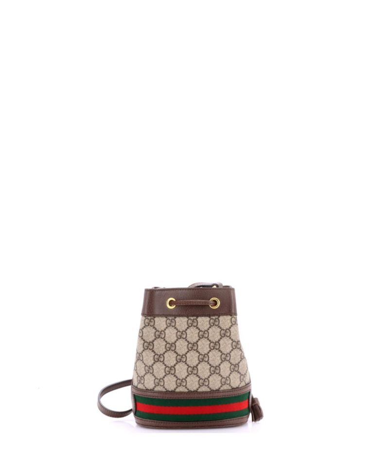 Mini Ophidia Crossbody Coated Canvas Bucket Bag