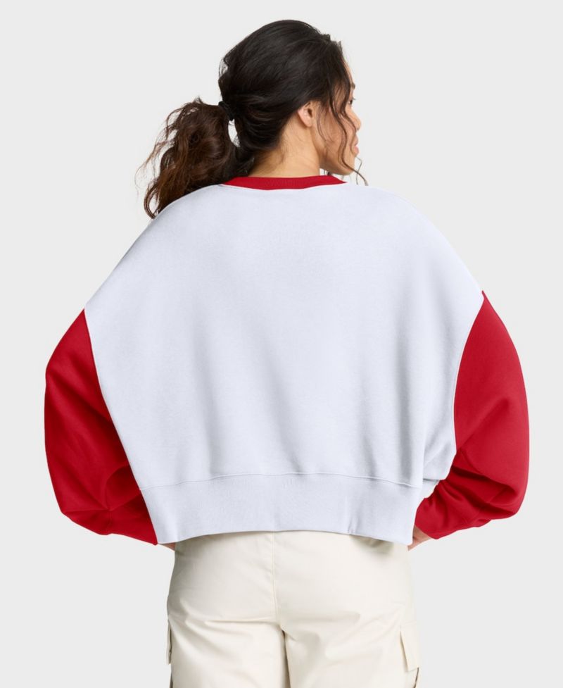 Women's White/Red Philadelphia Phillies Oversized High Hip Fleece Sweatshirt