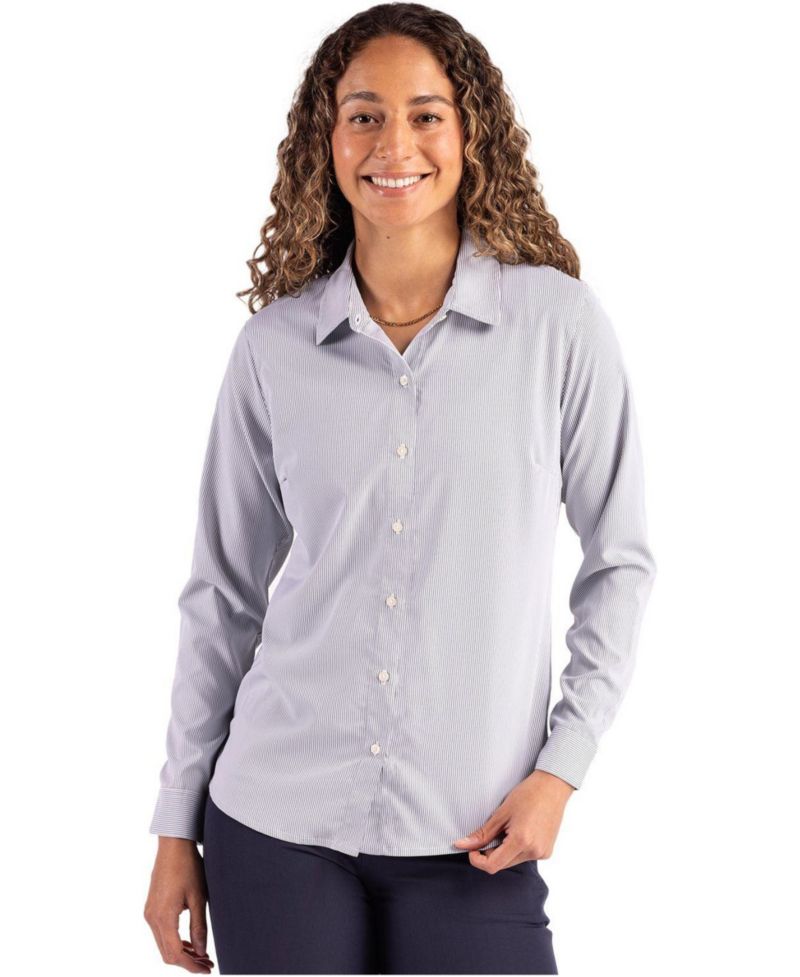 Women's Skyline Epic Confidence Pinstripe Long Sleeve Dress Shirt