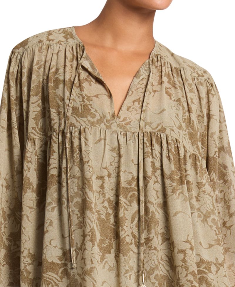 Women's Long-Sleeve Tiered Floral Mini Dress