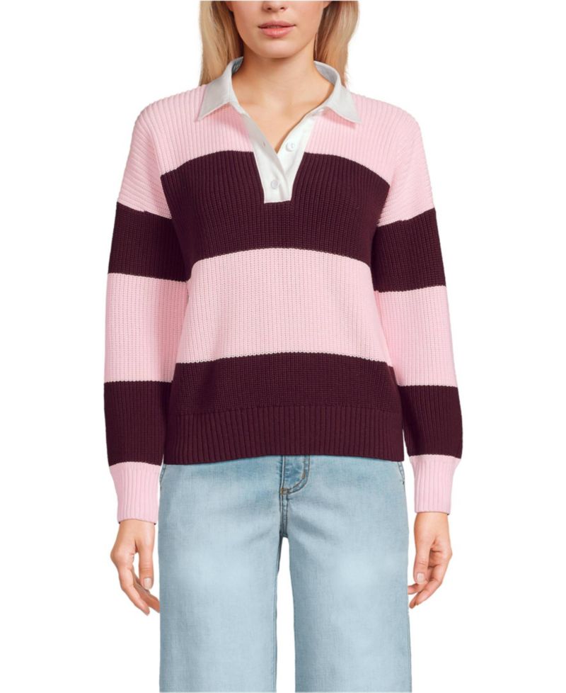 Women's Drifter Rugby with Woven Collar Sweater