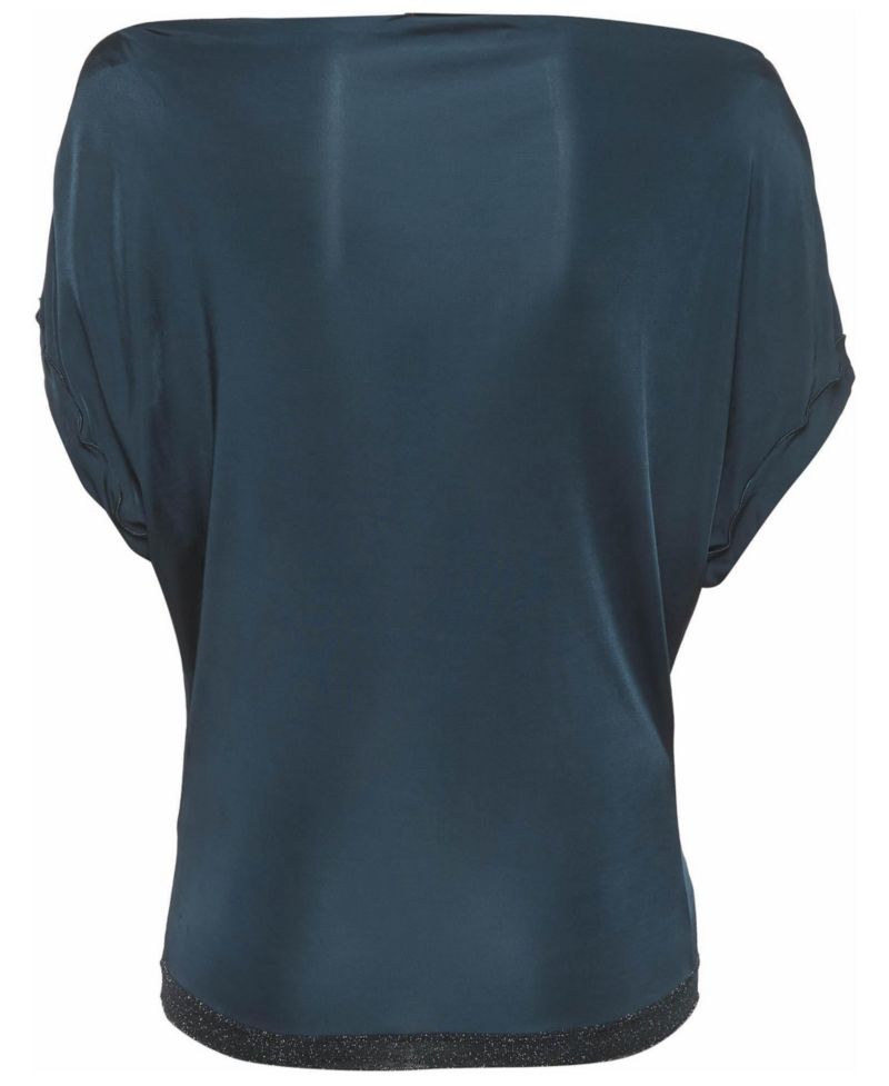Women's Jersey Boat Neck Top with Glitter Hem