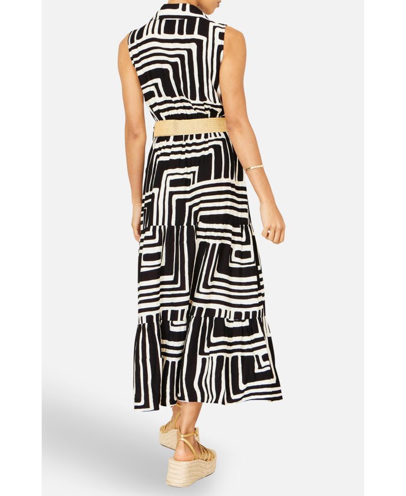 Women's Geo Print Midi Shirt Dress