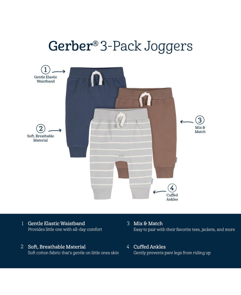 Baby Boys 3-Pack 0M-18M Leafless Tree Jogger Pants