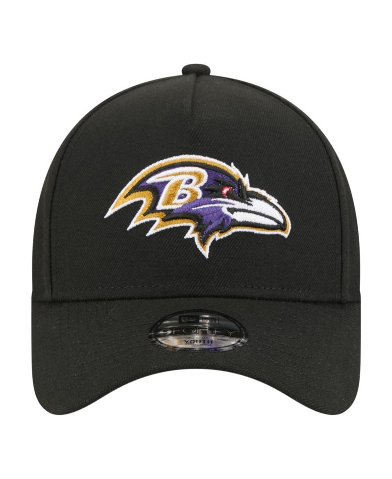 Big Boys and Girls Black Baltimore Ravens 9FORTY A-Frame Adjustable Hat