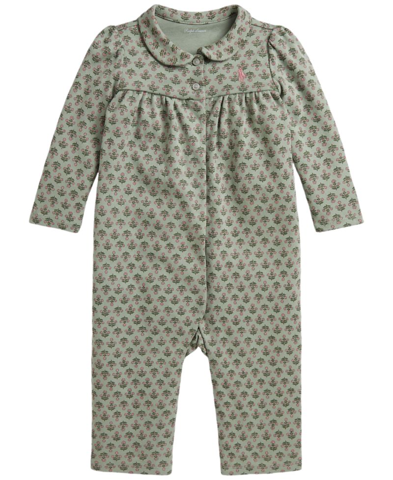 Baby Girls' Floral Interlock Coverall