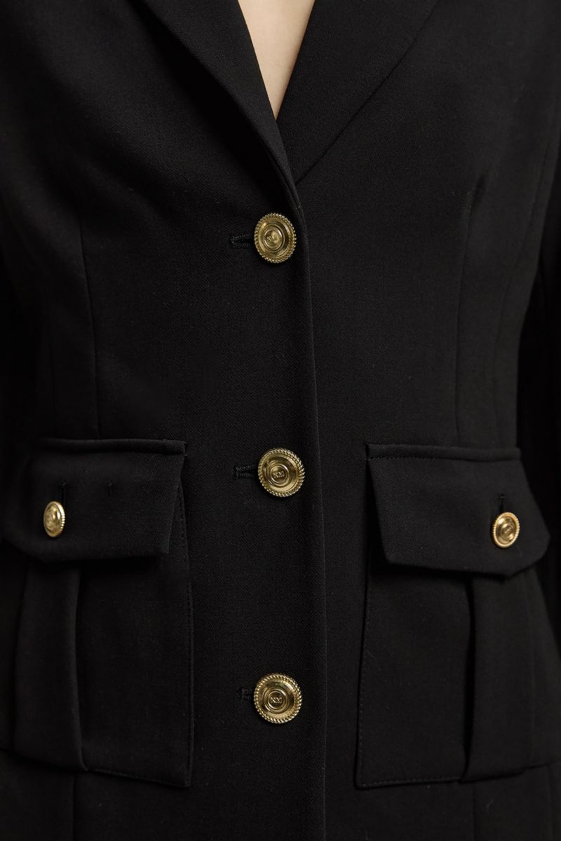 Women's Petite Military Single Breasted Blazer