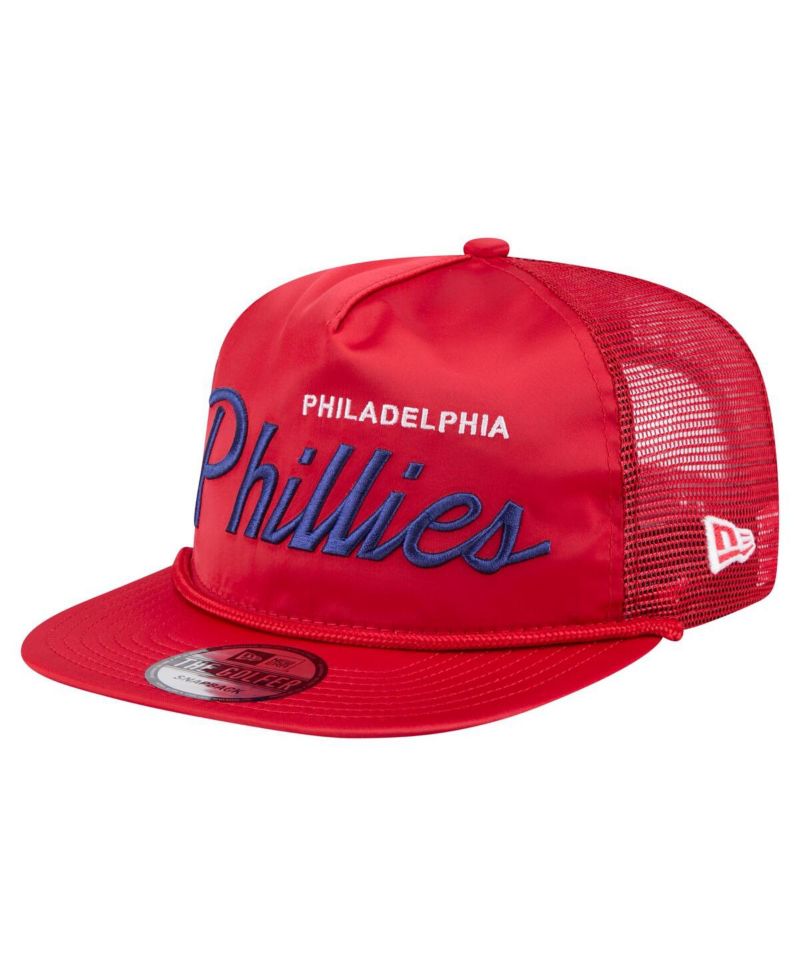 Men's Red Philadelphia Phillies Retro Satin Script Golfer Adjustable Hat