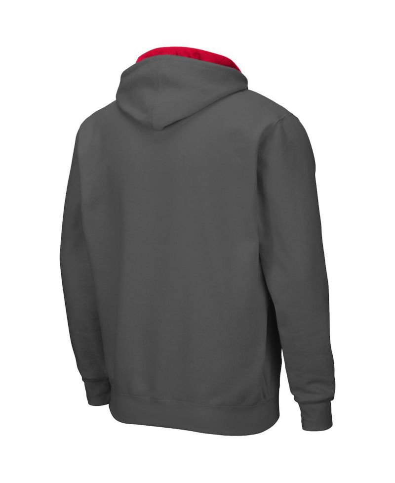 Men's Charcoal Nebraska Huskers Arch and Logo 3.0 Full-Zip Hoodie