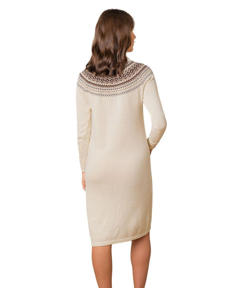 Women's Hope and Henry Organic Long Sleeve Turtleneck Intarsia Sweater Dress