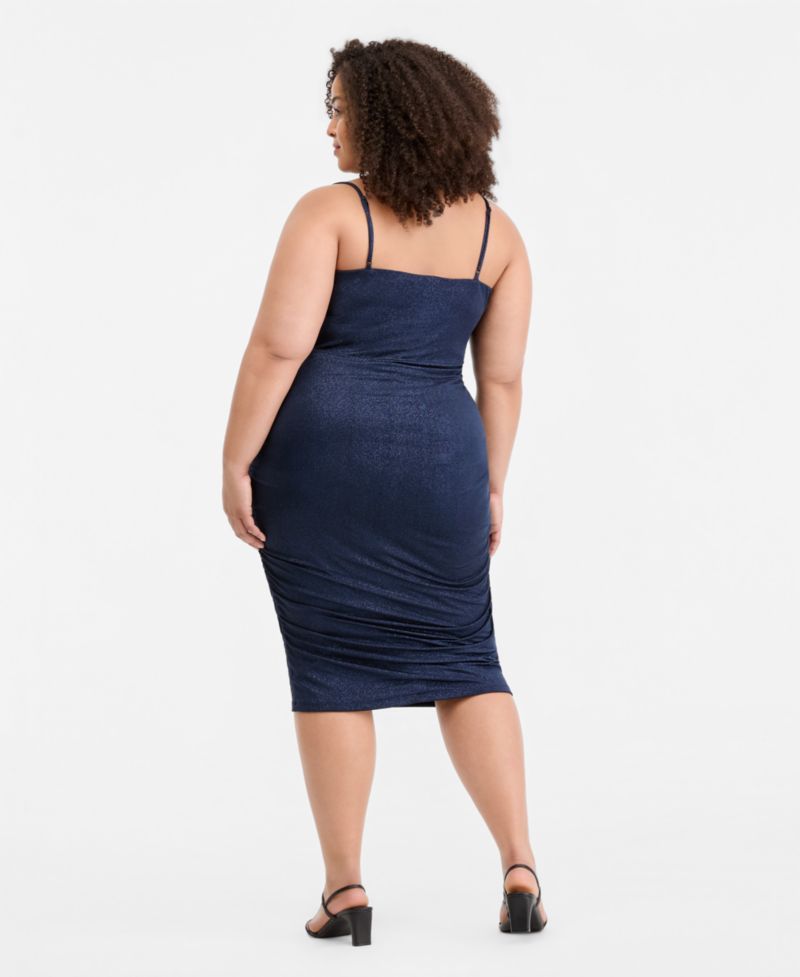 Trendy Plus Size Ruched Bodycon Midi Dress