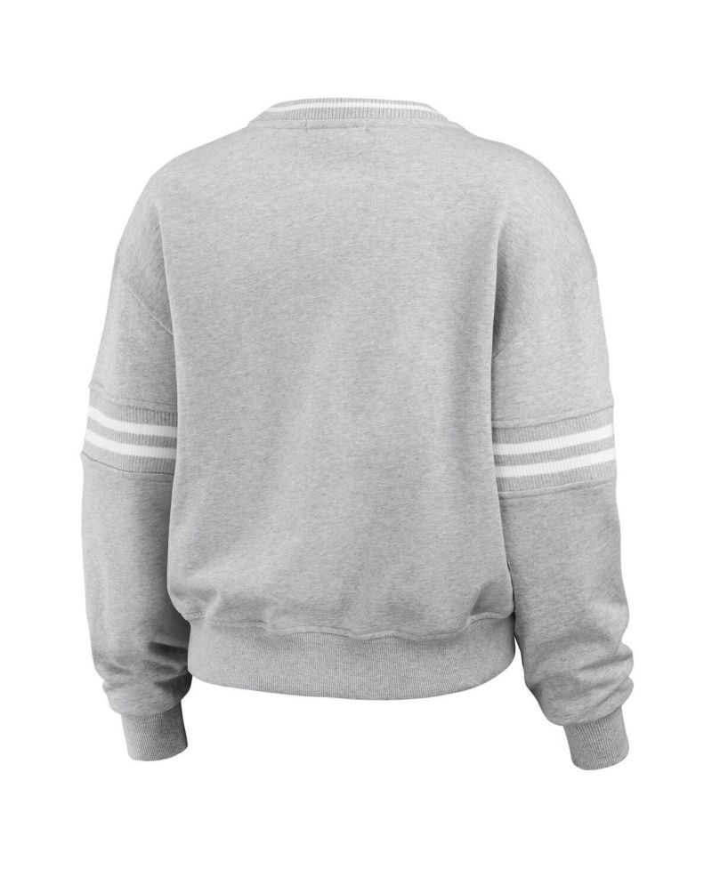Women's Heather Gray Pitt Panthers Classic Stripe Pullover Sweater