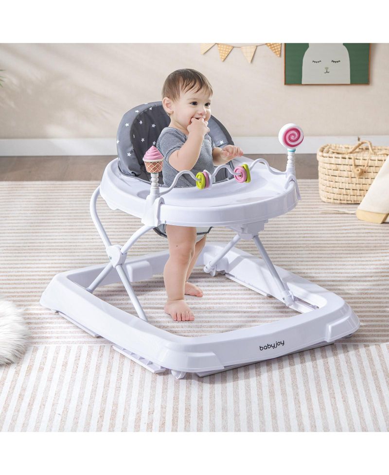 Foldable Baby Activity Walker with Adjustable Heightand Detachable Seat