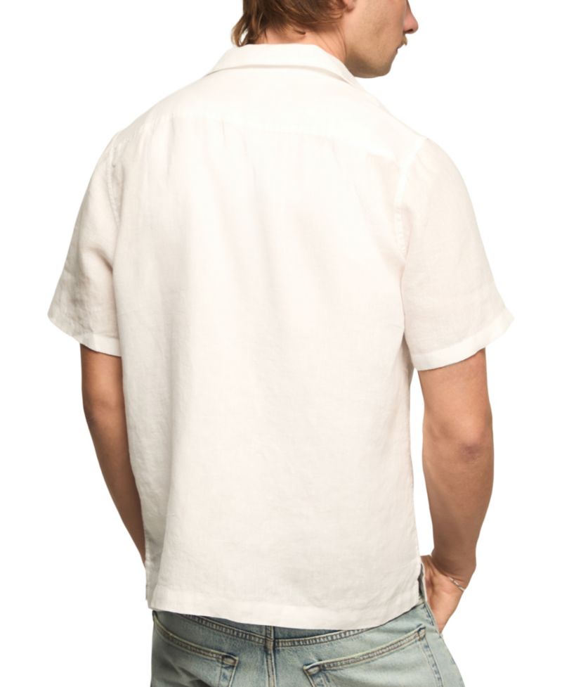 Men's Short-Sleeve Linen Camp Collar Shirt