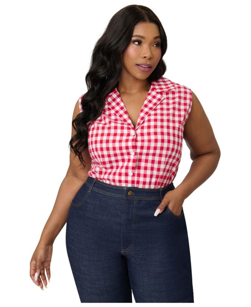 Women's Plus Size 1950s Commuter Set Collar Blouse