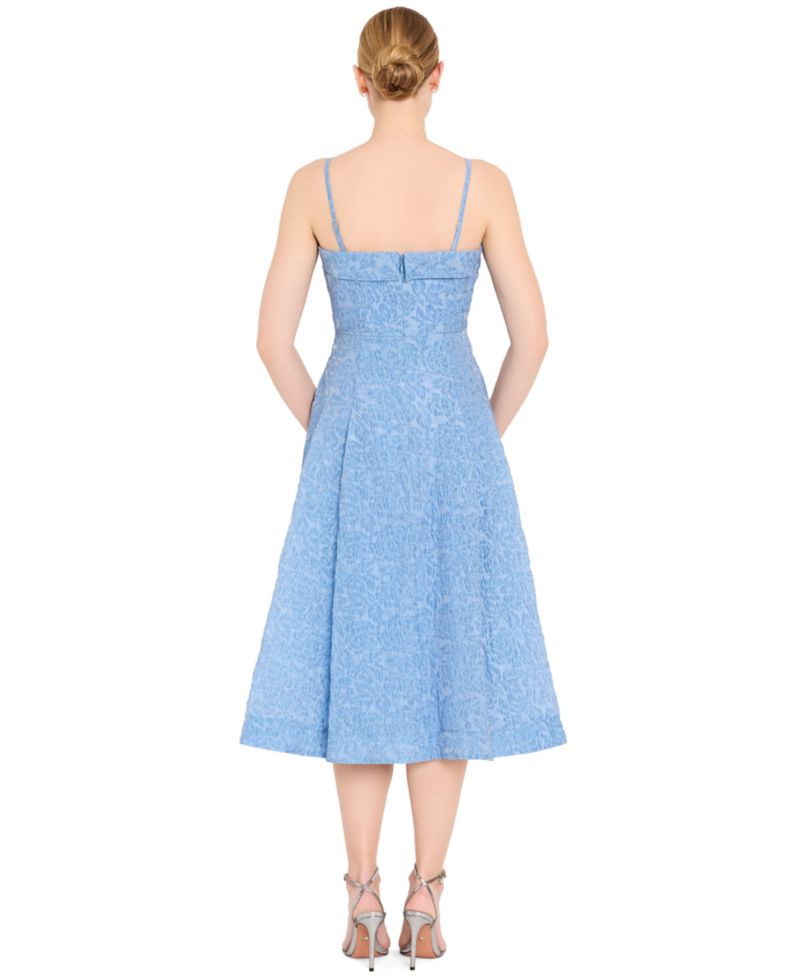 Women's Zipper Floral Embroidered Midi Dress