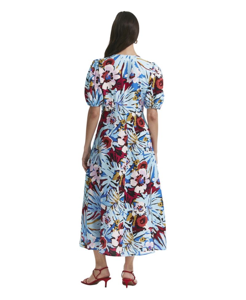 Women's Sarah Floral-Print Button-Down Short-Sleeve Midi Dress