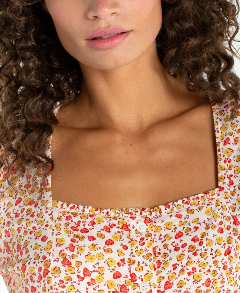 Petite Square Neck Puff-Sleeve Blouse