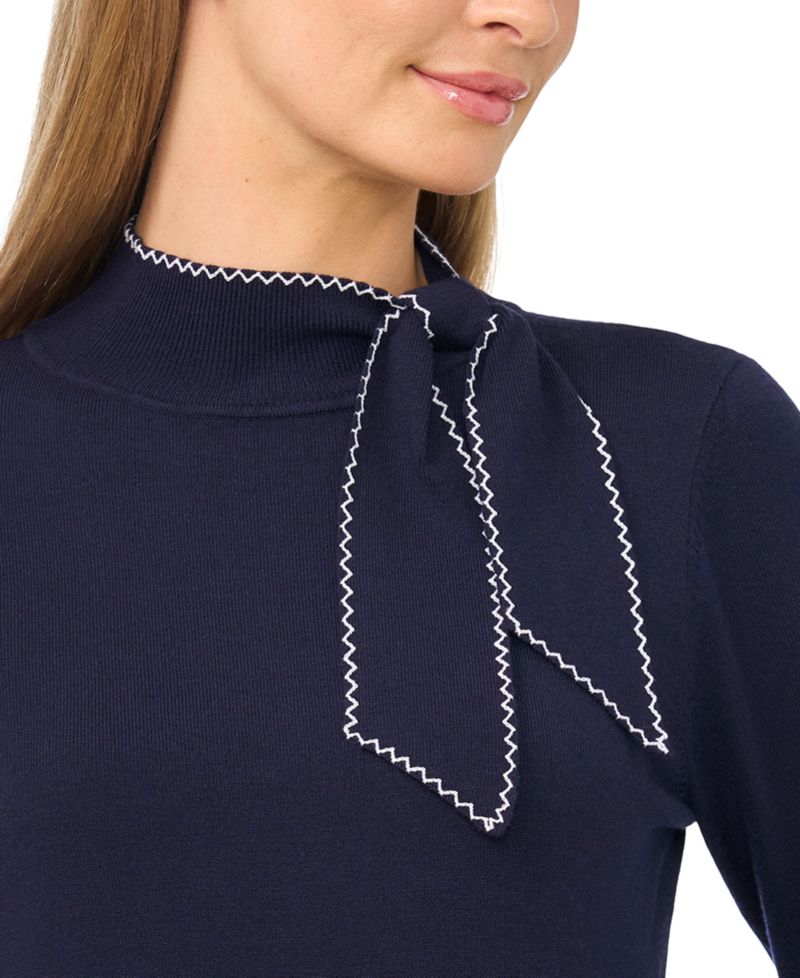 Women's Scarf Tie Neck Sweater