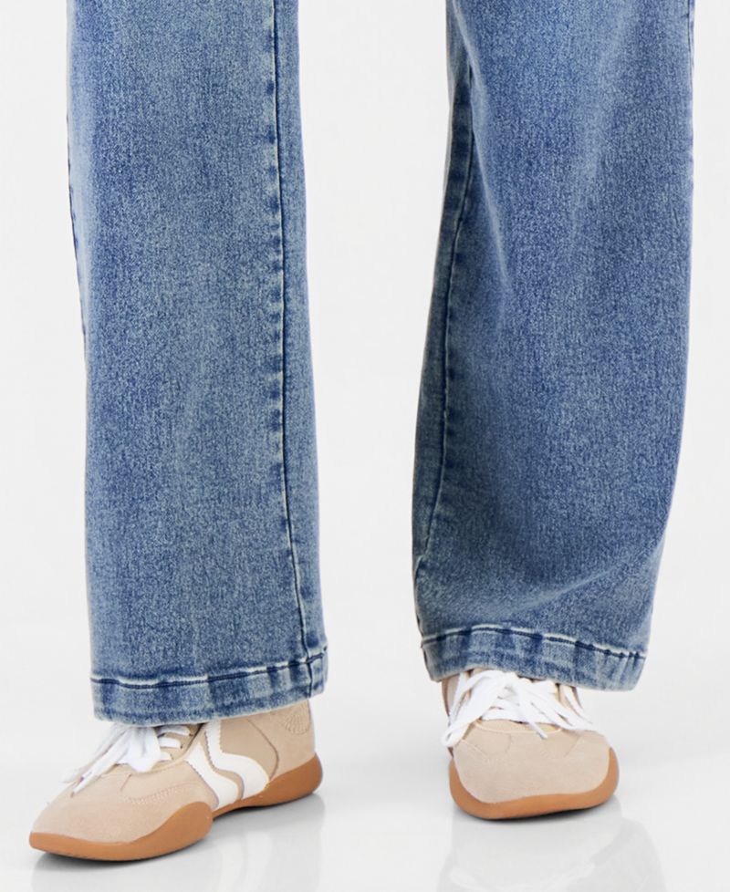 Juniors' Wide-Leg Cargo Drawstring-Waist Jeans