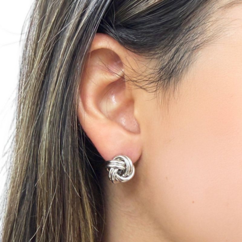 Large Polished Knot Stud Earring Sterling Silver
