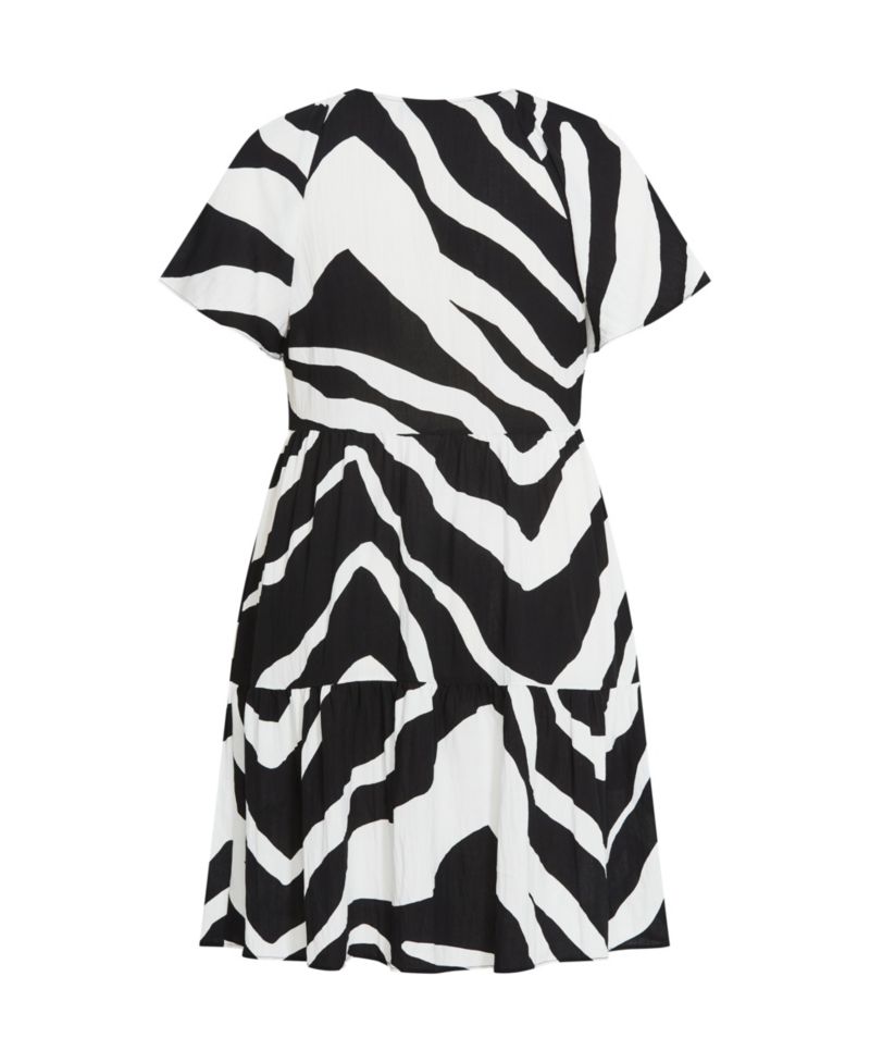 Plus Size Frill Mini Print Dress