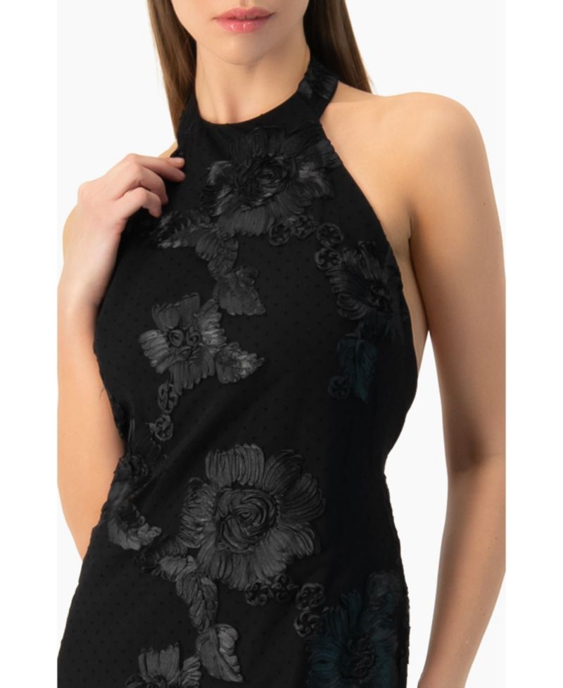 Women's Halter Floral Lace Mermaid Gown