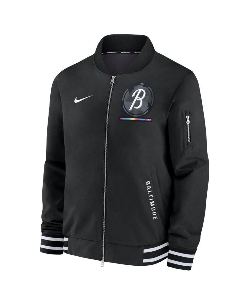 Men's Black Baltimore Orioles Authentic Collection City Connect Full-Zip Bomber Jacket