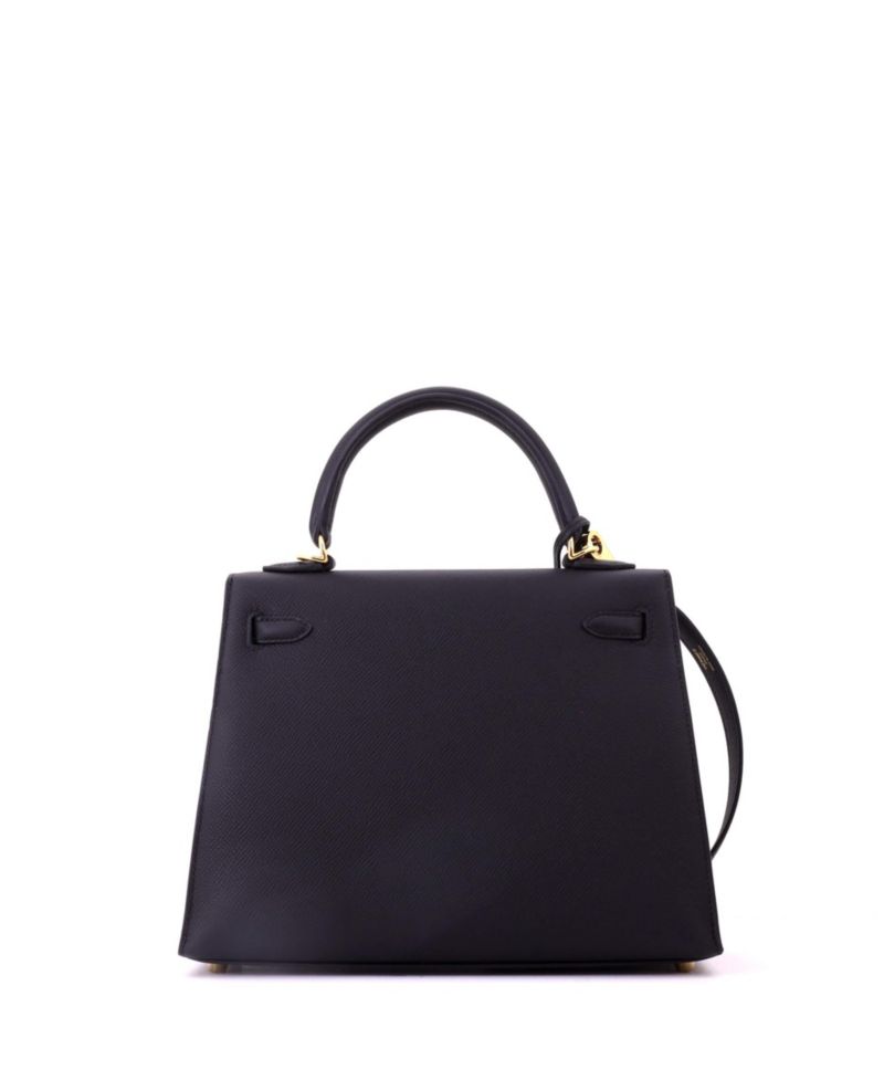 Pre-Owned Hermes Kelly 25 Handbag Black Epsom with Gold Hardware