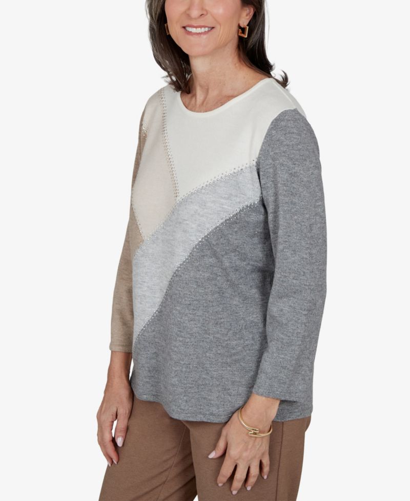 Petite Colorblock 3/4-Sleeve Pullover