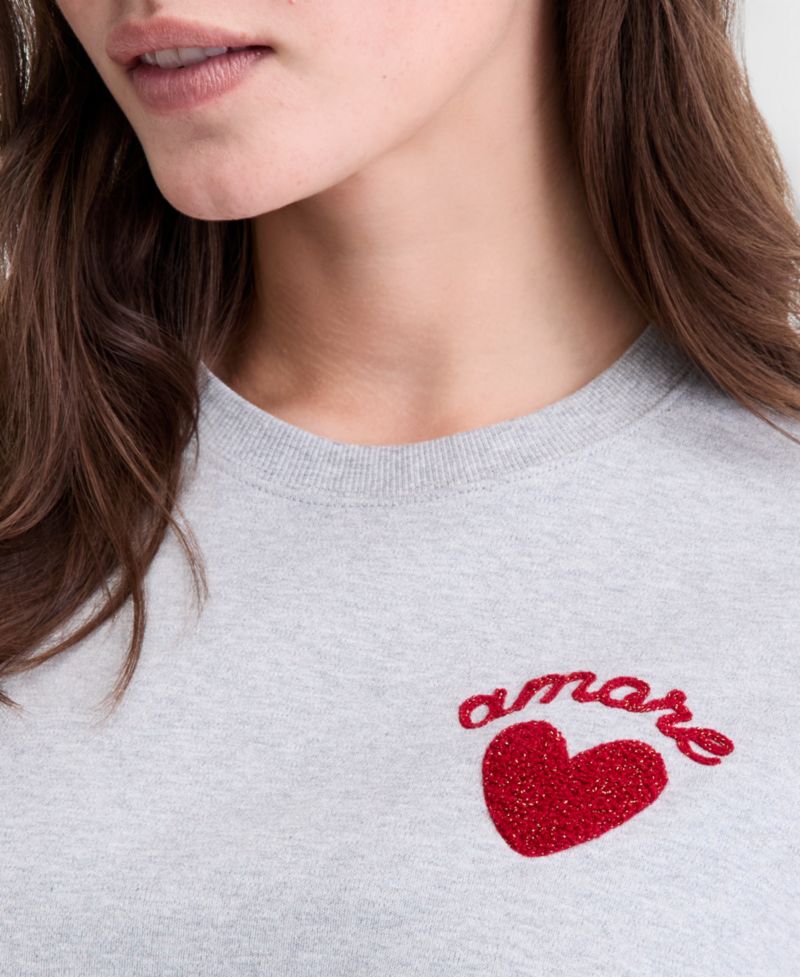 Women's Cuffed Amore Embroidered T-Shirt