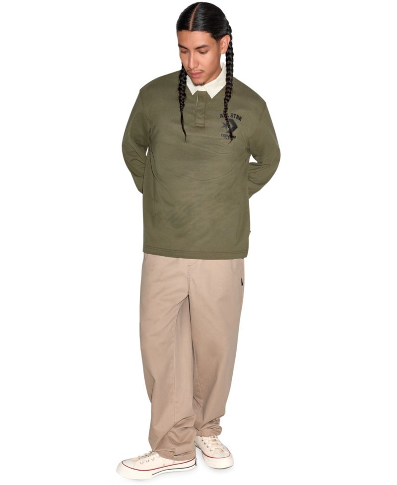 Men's Allverse Rugby Long-Sleeve Contrast-Collar Polo Shirt