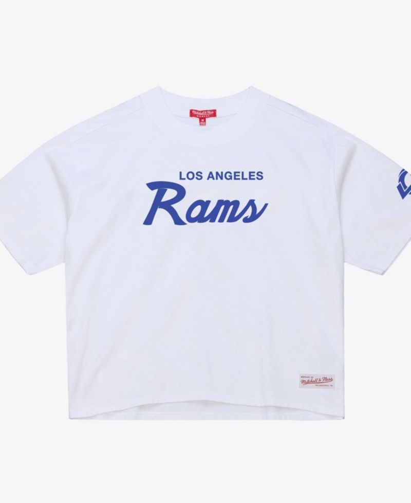 Women's White Los Angeles Rams Head Coach Cropped T-Shirt