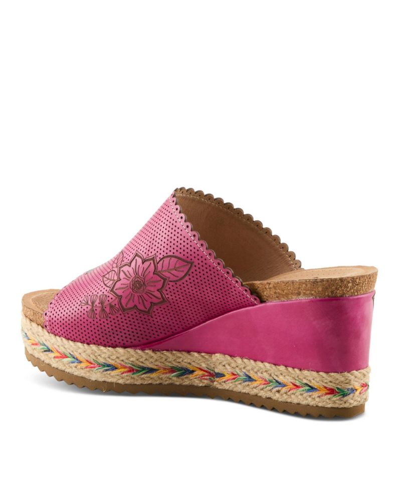L`Artiste Women’s Delraybeach Wedge Sandal with Hand-painted Comfort Design