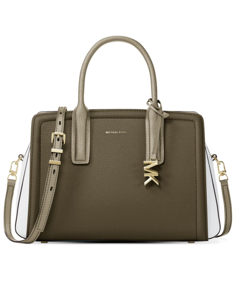 Michael Kors Laila Medium Color-Block Leather Satchel Handbag